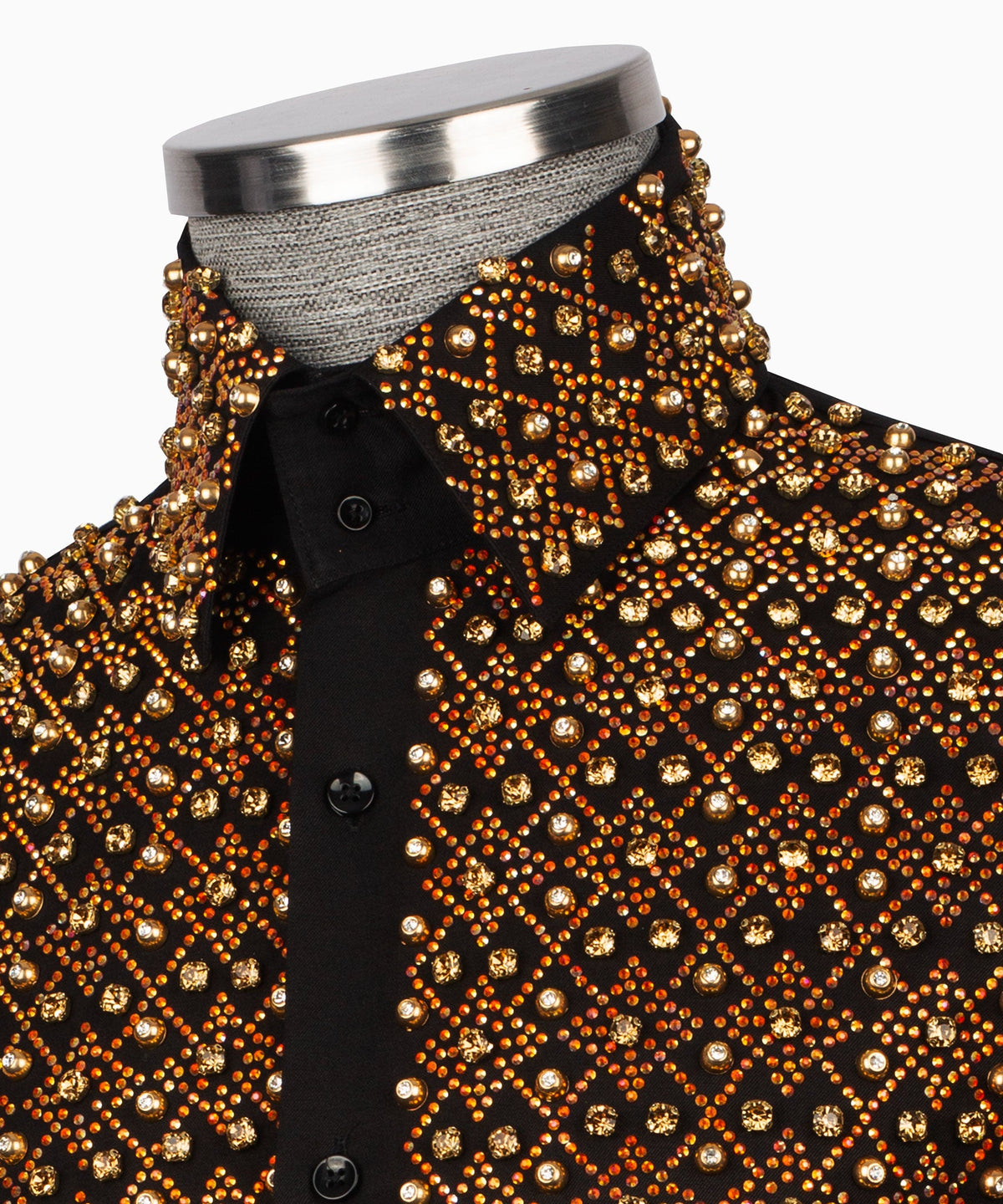 Black Stone-Embellished Dress Shirt - Style 21