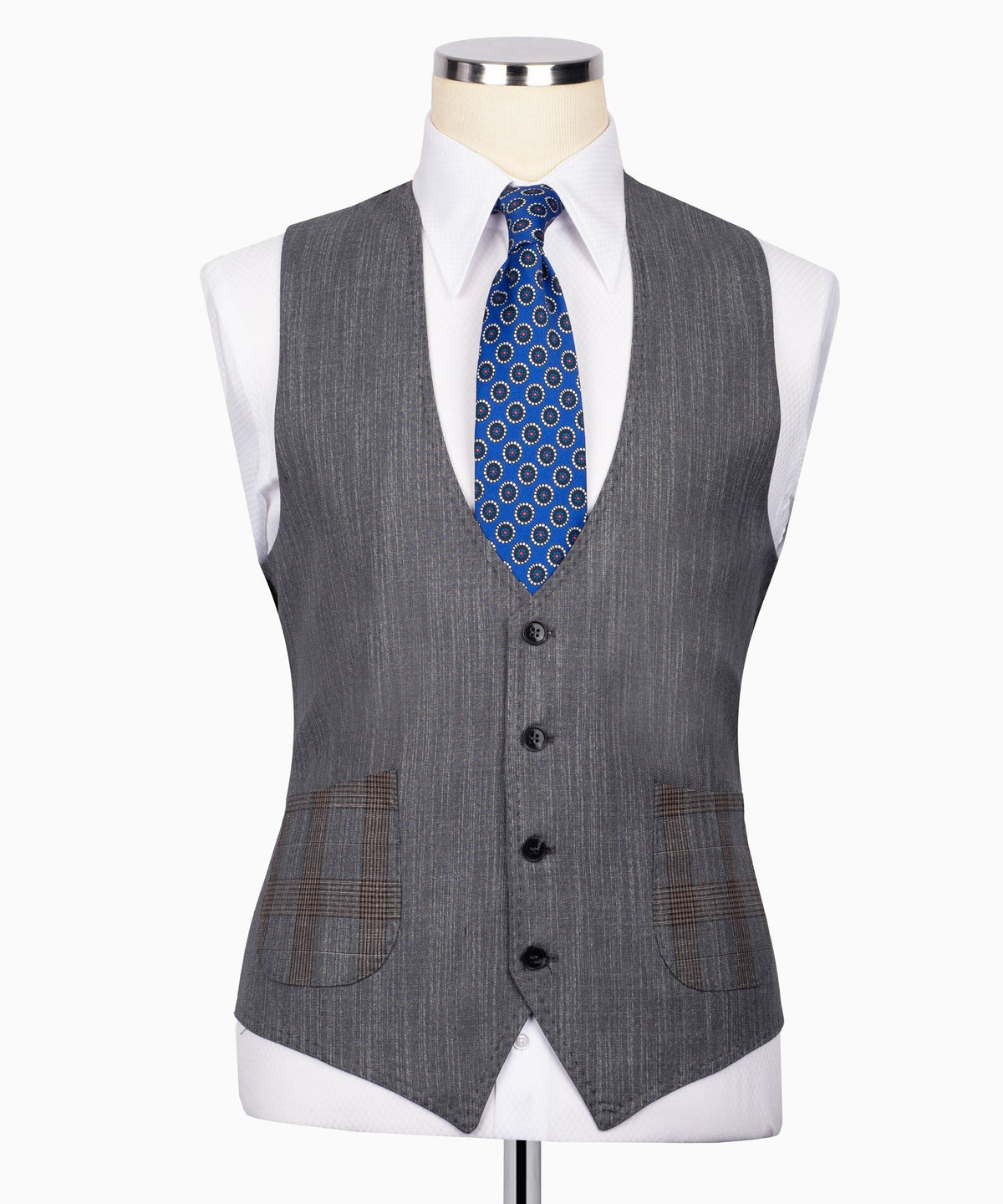 Charcoal Plaid Three-Piece Suit - Style 01