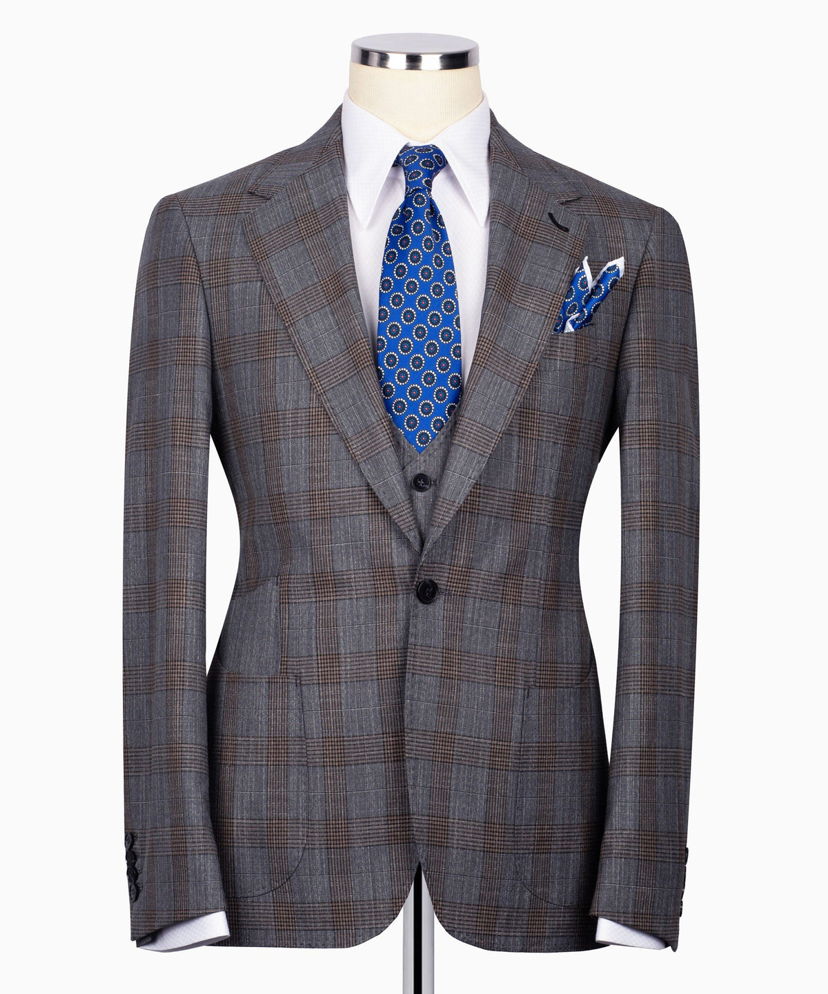Charcoal Plaid Three-Piece Suit - Style 01