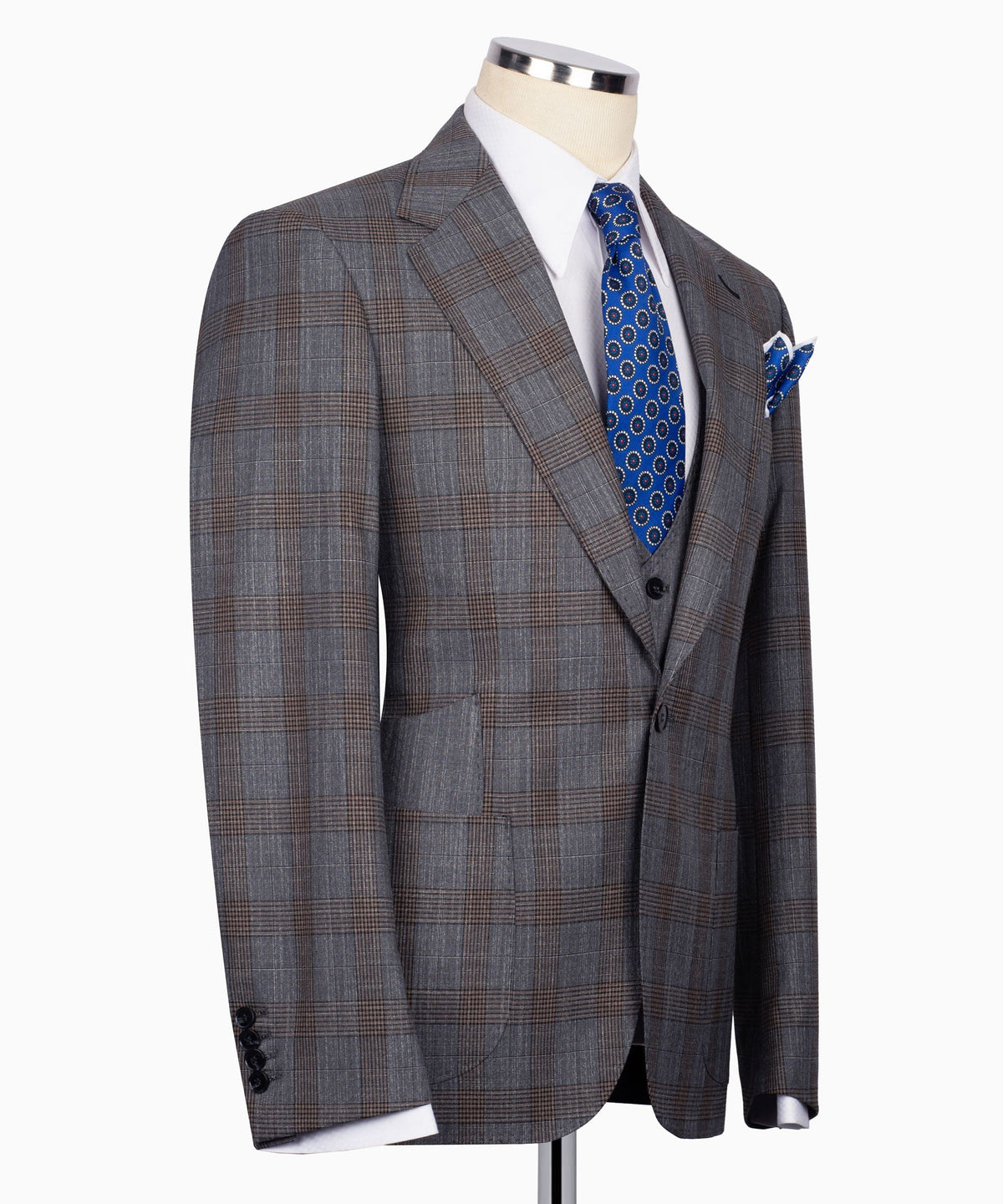 Charcoal Plaid Three-Piece Suit - Style 01