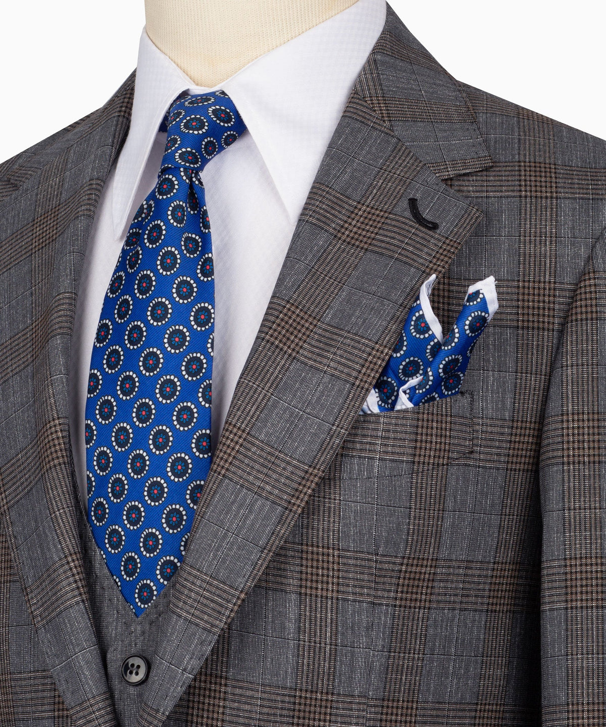 Charcoal Plaid Three-Piece Suit - Style 01