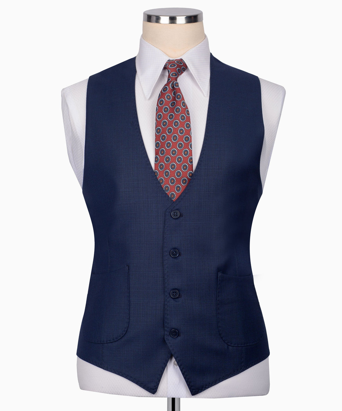 Navy Blue Plaid Three-Piece Suit - Style 03