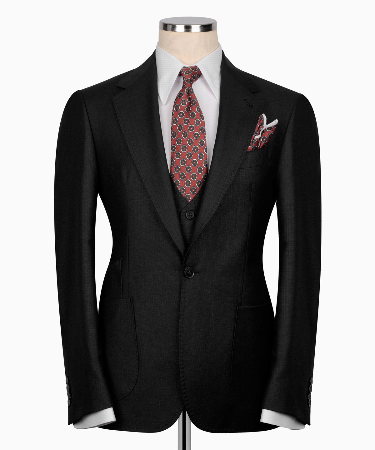 Black Plaid Three-Piece Suit - Style 02