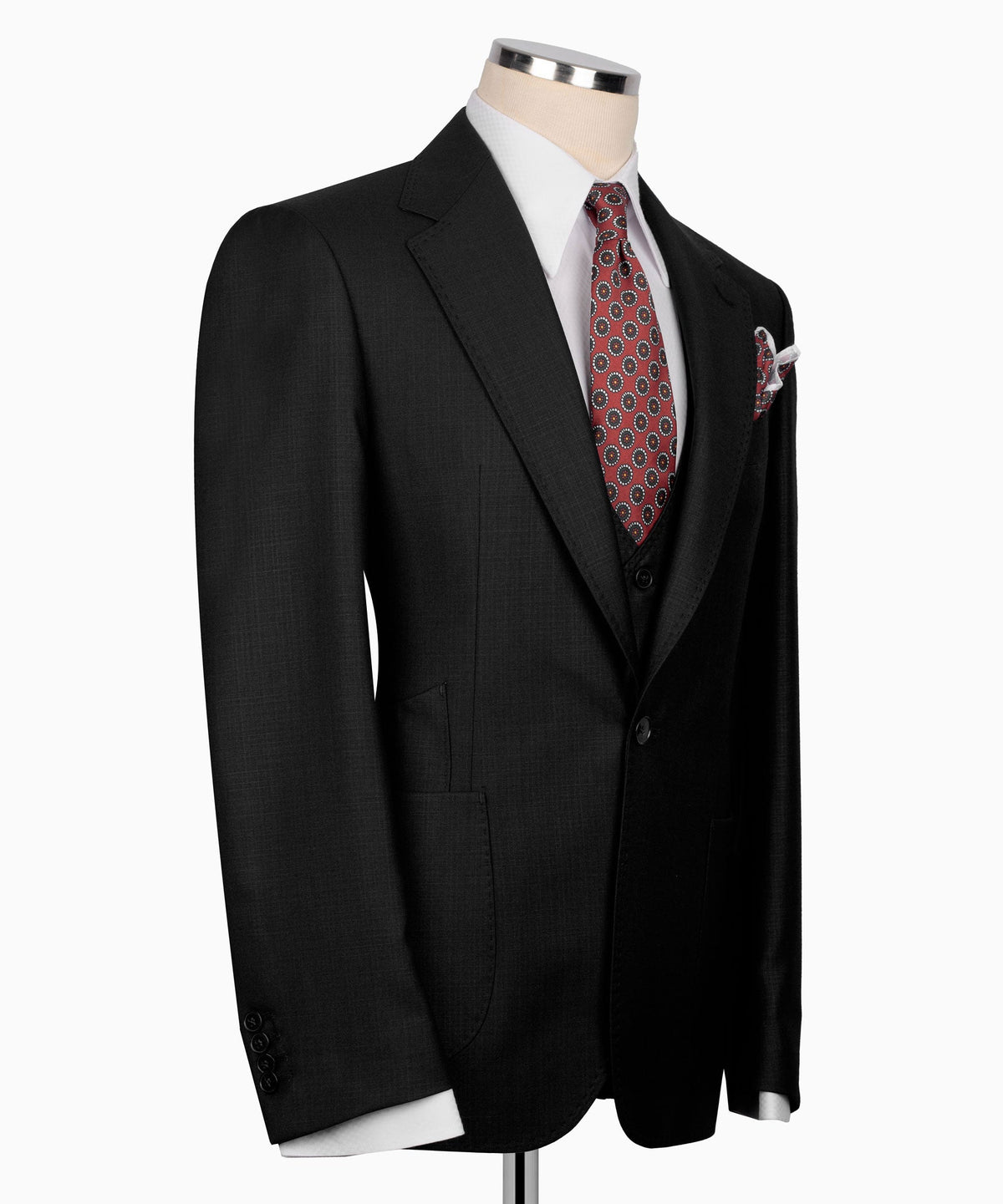 Black Plaid Three-Piece Suit - Style 02