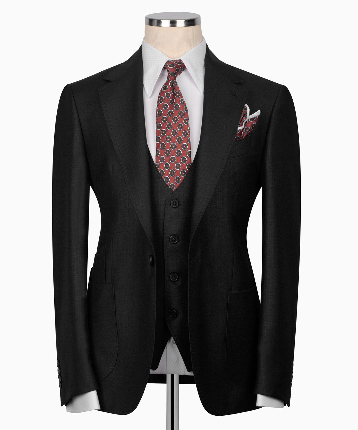 Black Plaid Three-Piece Suit - Style 02