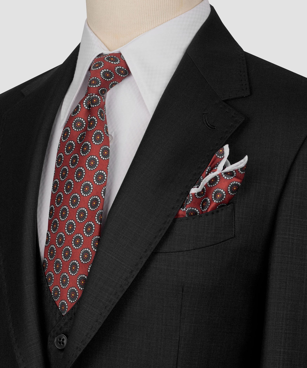 Black Plaid Three-Piece Suit - Style 02