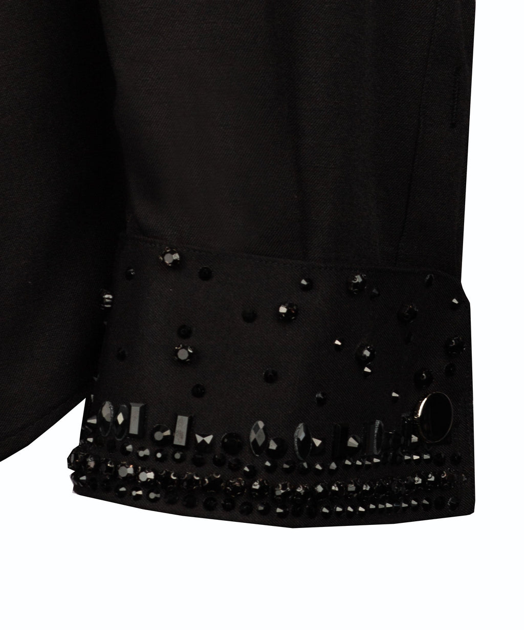 Black Stone-Embellished Dress Shirt - Style 17