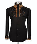 Black Stone-Embellished Dress Shirt - Style 16