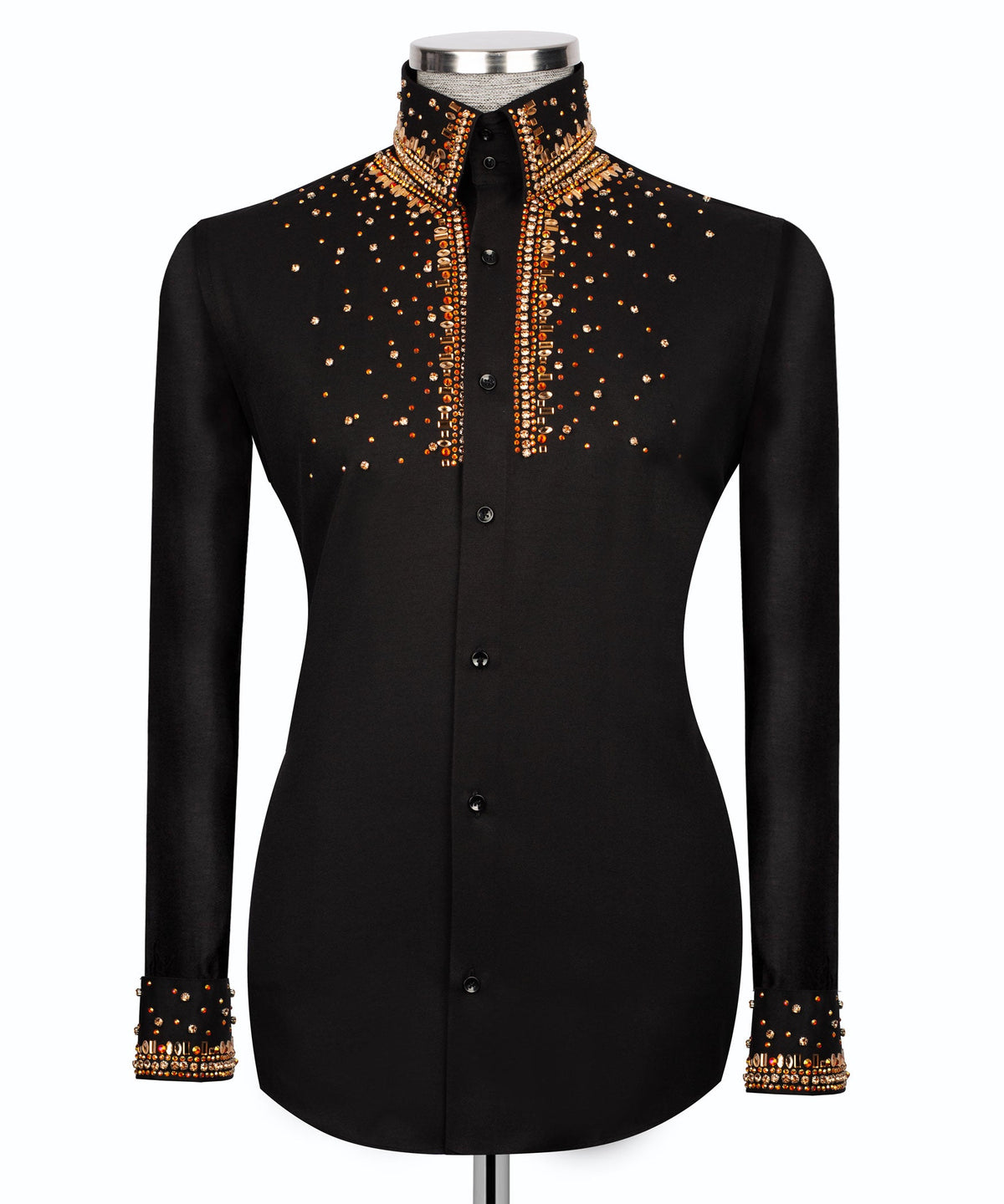 Black Stone-Embellished Dress Shirt - Style 16