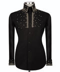 Black Stone-Embellished Dress Shirt - Style 18