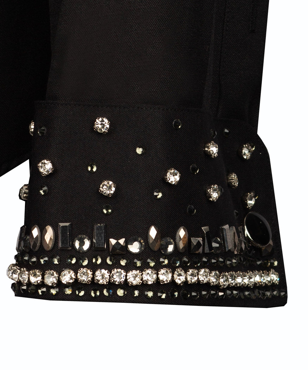 Black Stone-Embellished Dress Shirt - Style 18