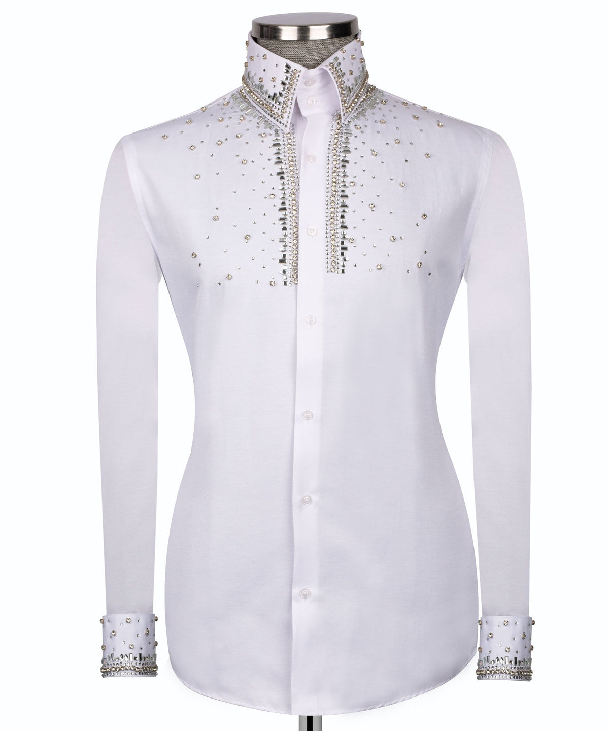 Silver Stone-Embellished Dress Shirt - Style 05