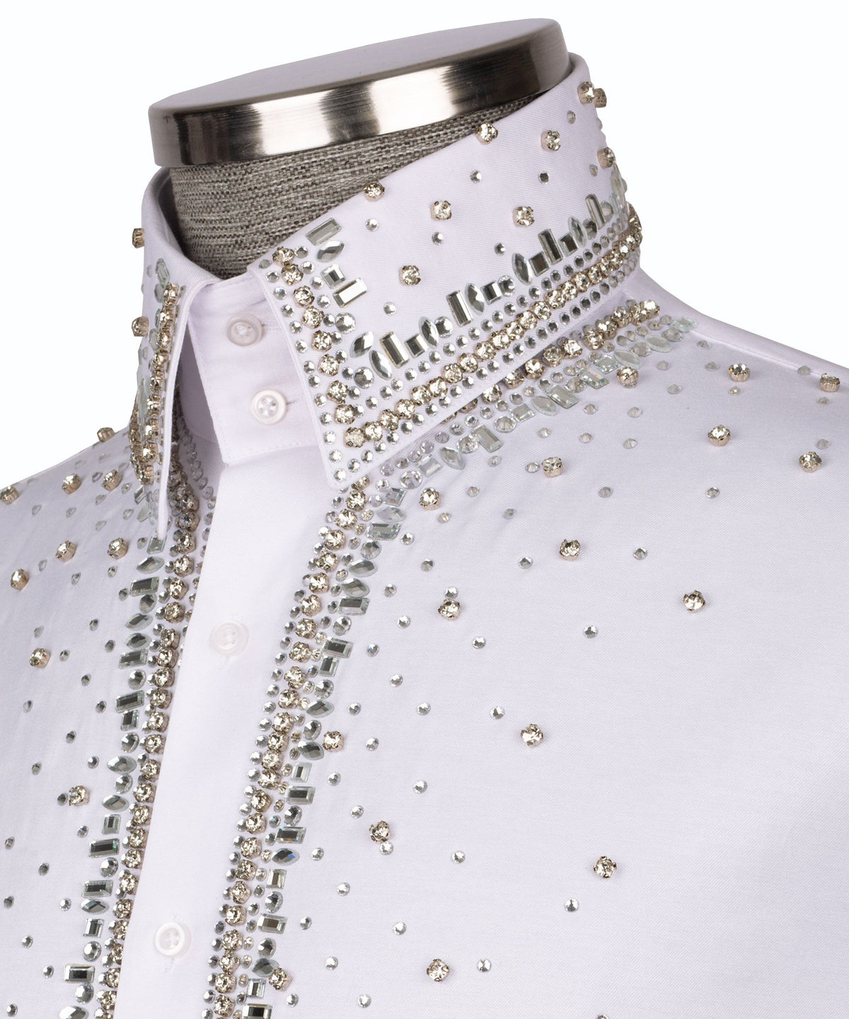 Silver Stone-Embellished Dress Shirt - Style 05