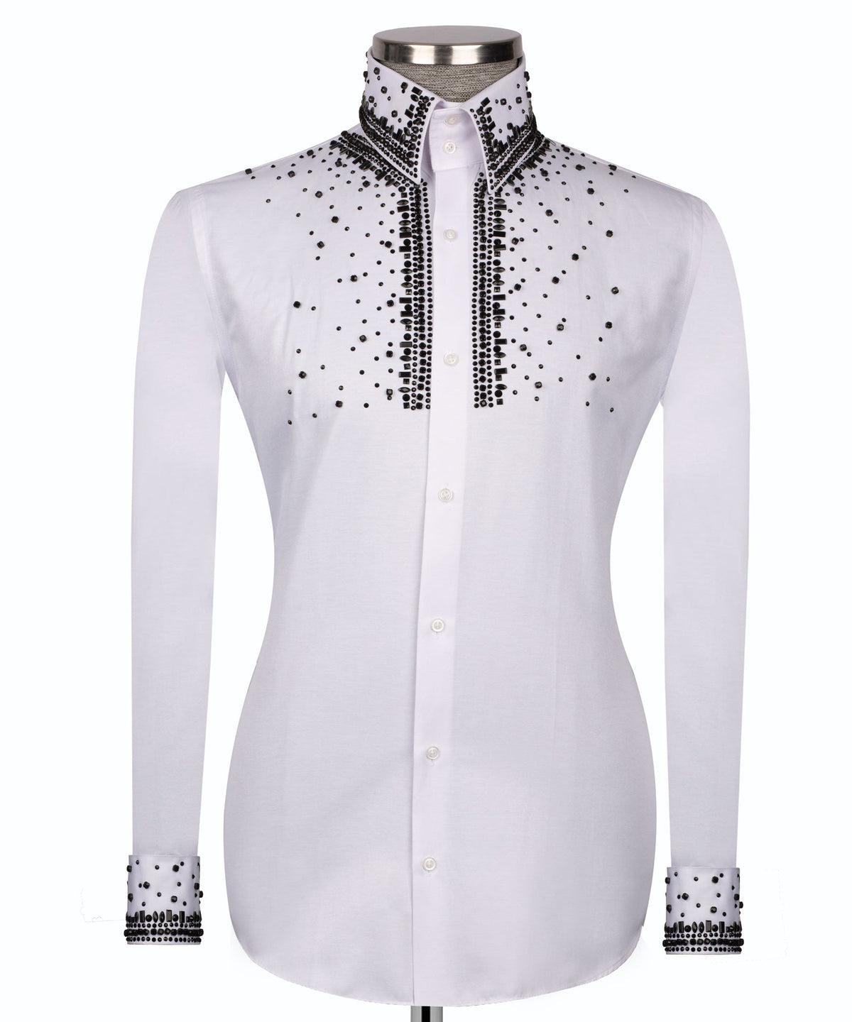 Silver Stone-Embellished Dress Shirt - Style 07