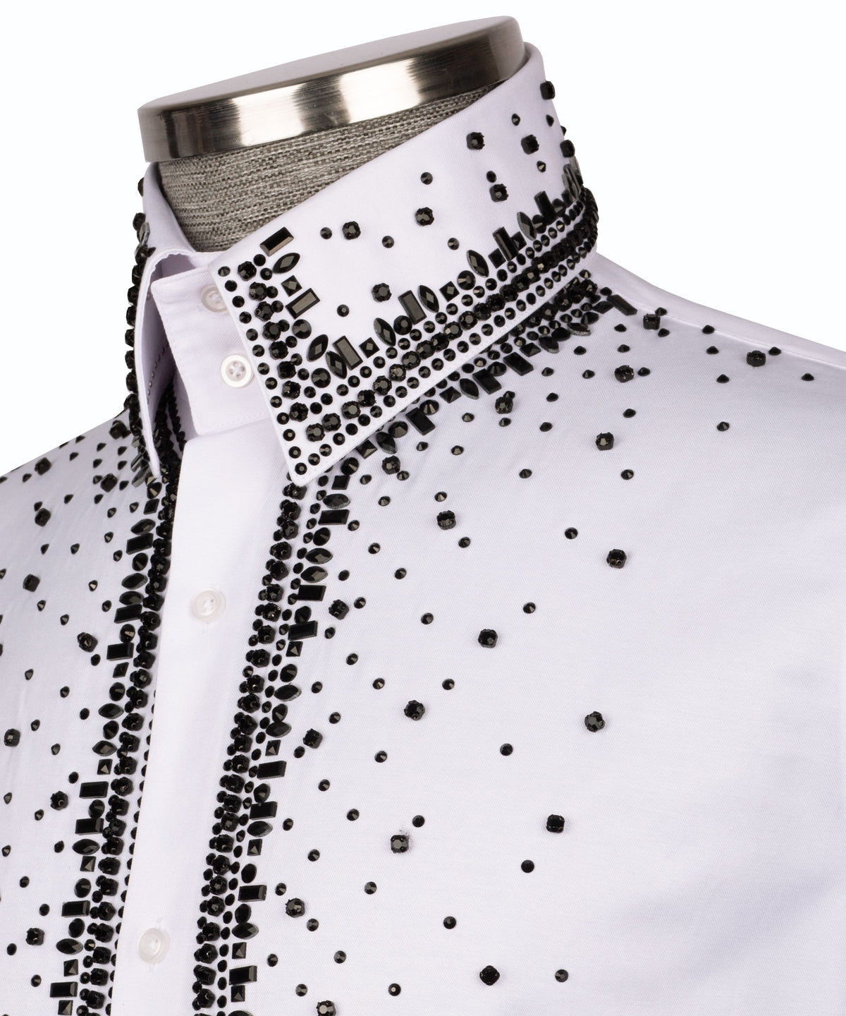 Silver Stone-Embellished Dress Shirt - Style 07