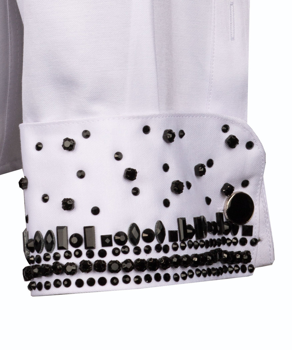 Silver Stone-Embellished Dress Shirt - Style 07