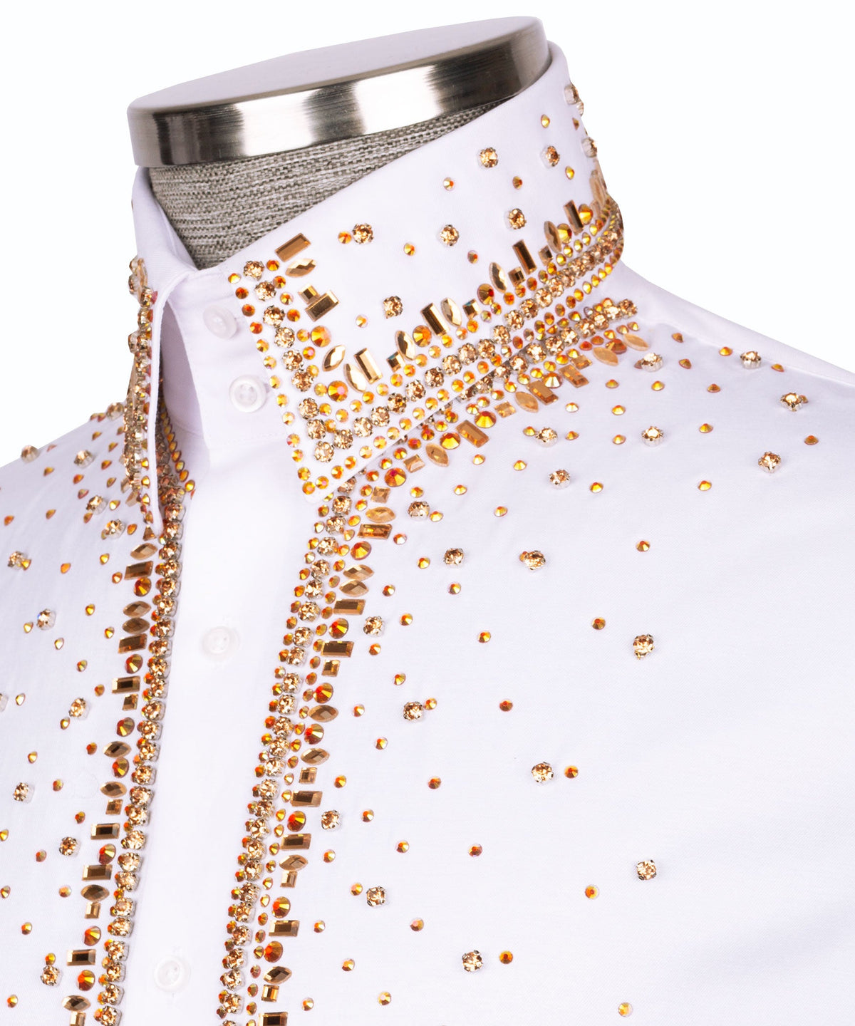White Stone-Embellished Dress Shirt - Style 15