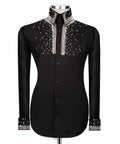 Black Stone-Embellished Dress Shirt - Style 19