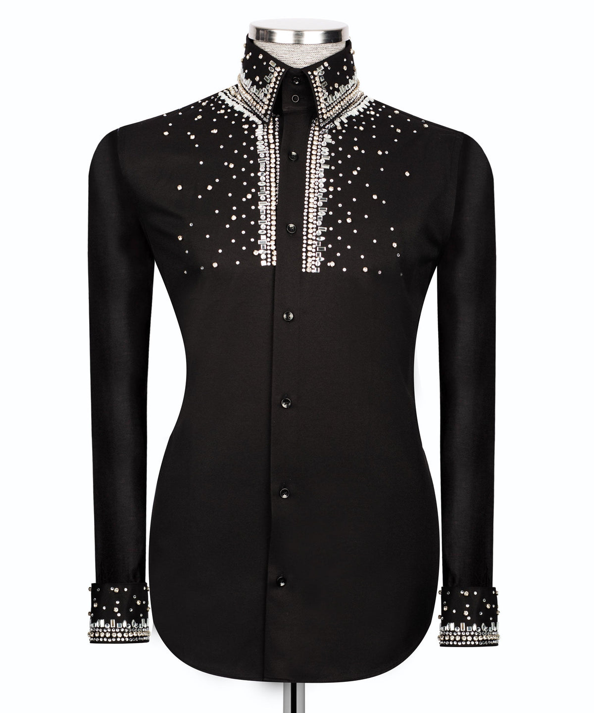 Black Stone-Embellished Dress Shirt - Style 19