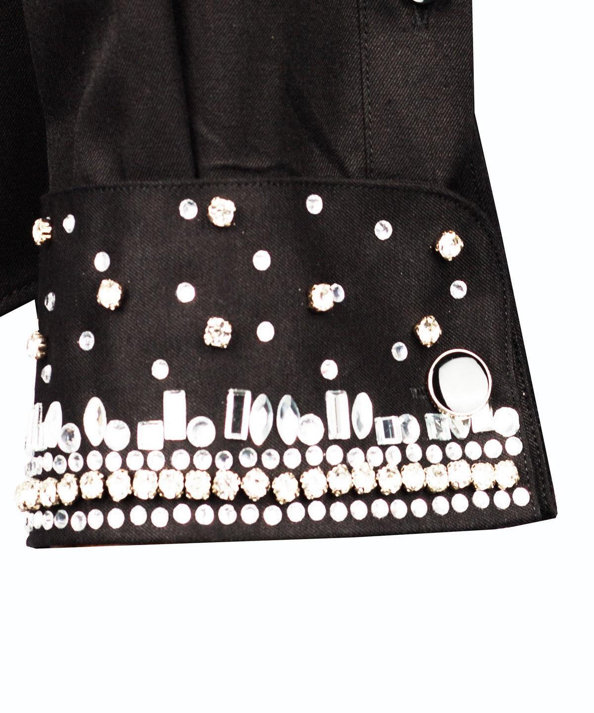 Black Stone-Embellished Dress Shirt - Style 19