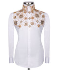 White Stone-Embellished Dress Shirt - Style 08