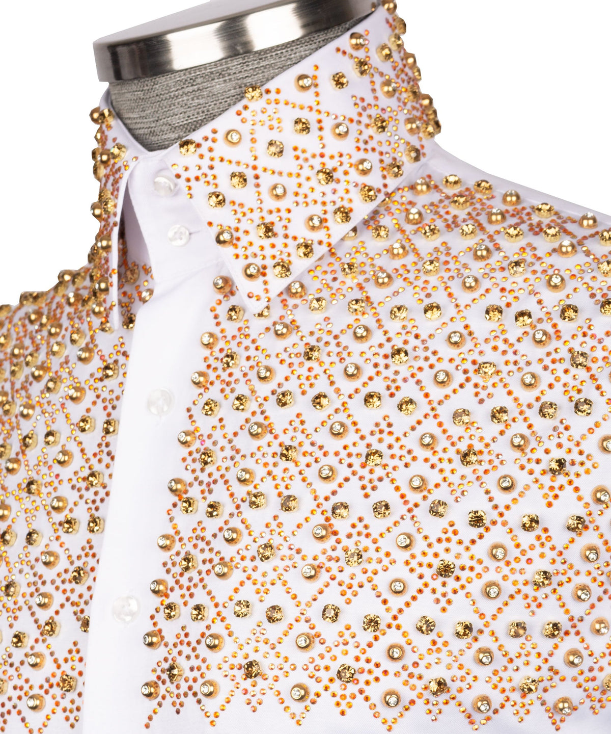 White Stone-Embellished Dress Shirt - Style 09