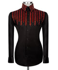 Black Stone-Embellished Dress Shirt - Style 11