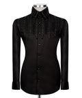 Black Stone-Embellished Dress Shirt - Style 15
