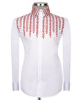 White Stone-Embellished Dress Shirt - Style 10