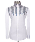 White Stone-Embellished Dress Shirt - Style 12