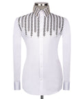 White Stone-Embellished Dress Shirt - Style 11