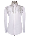 White Stone-Embellished Dress Shirt - Style 14