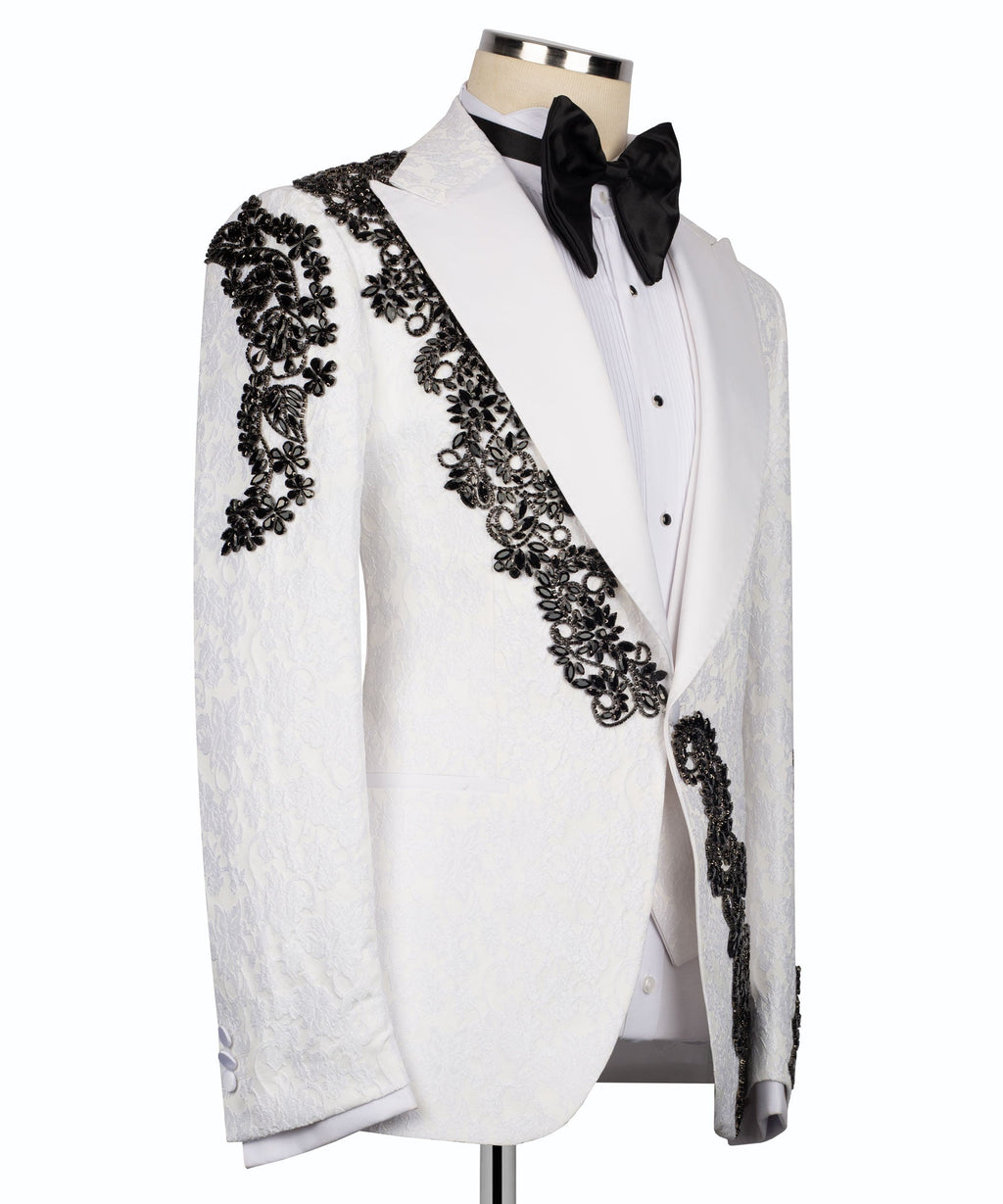 Silver Stone-Embellished Tuxedo - Style 07