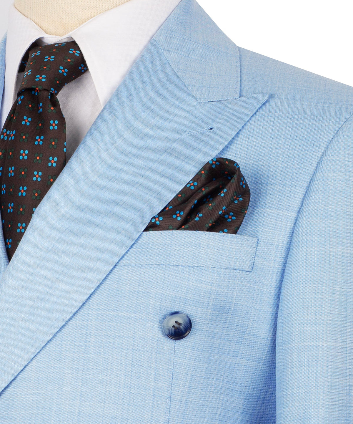 Blue Double-Breasted Suit - Style 04