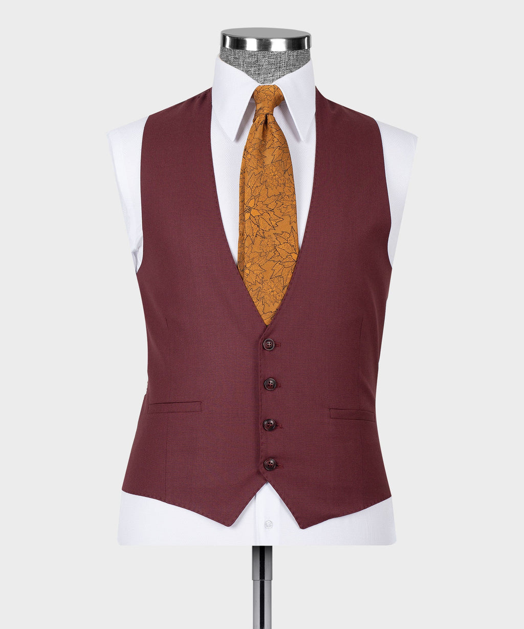 Burgundy Three-Piece Suit - Style 05