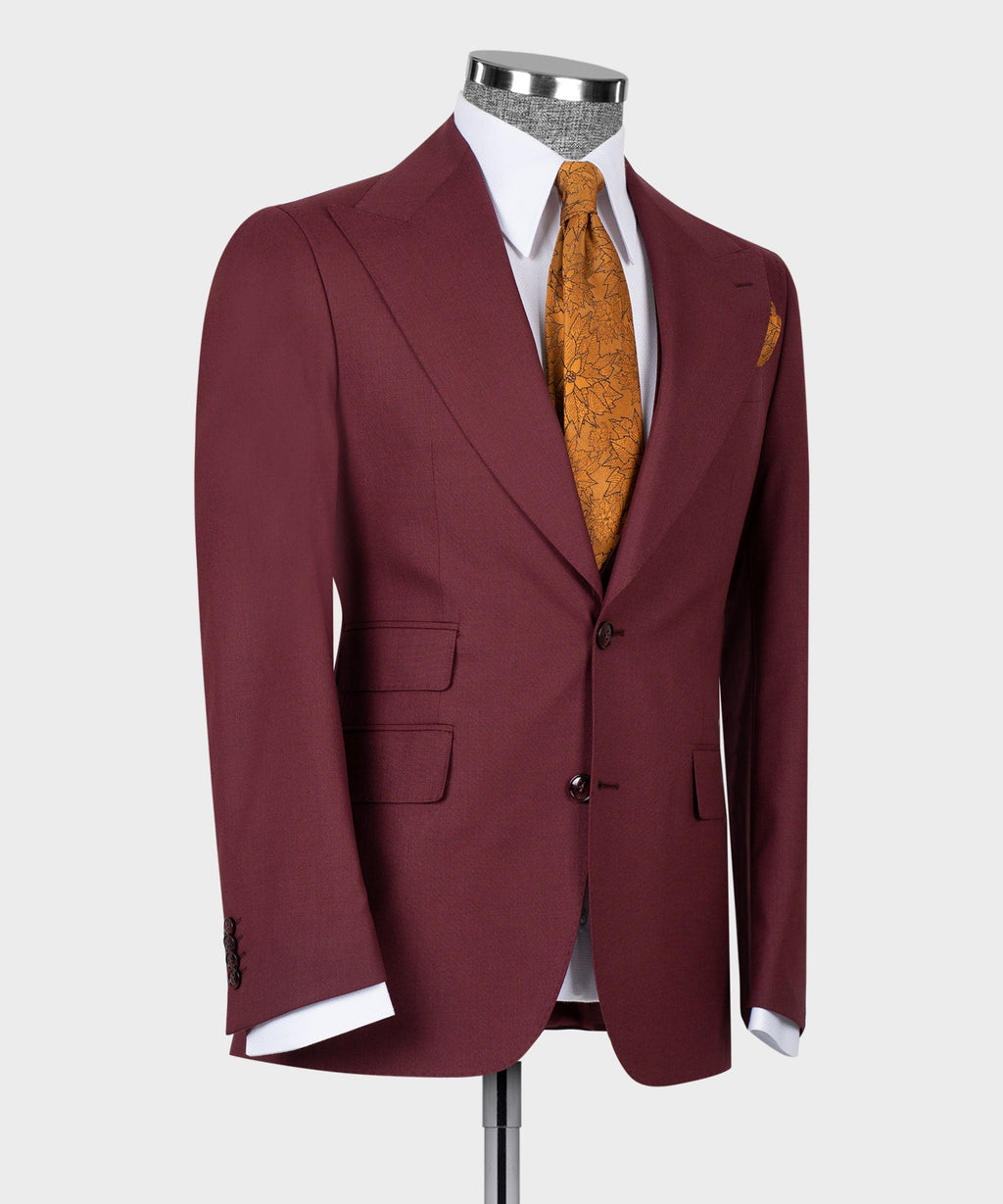Burgundy Three-Piece Suit - Style 05