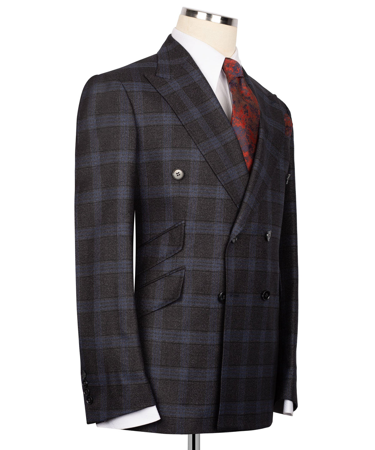 Black Plaid Double-Breasted Suit