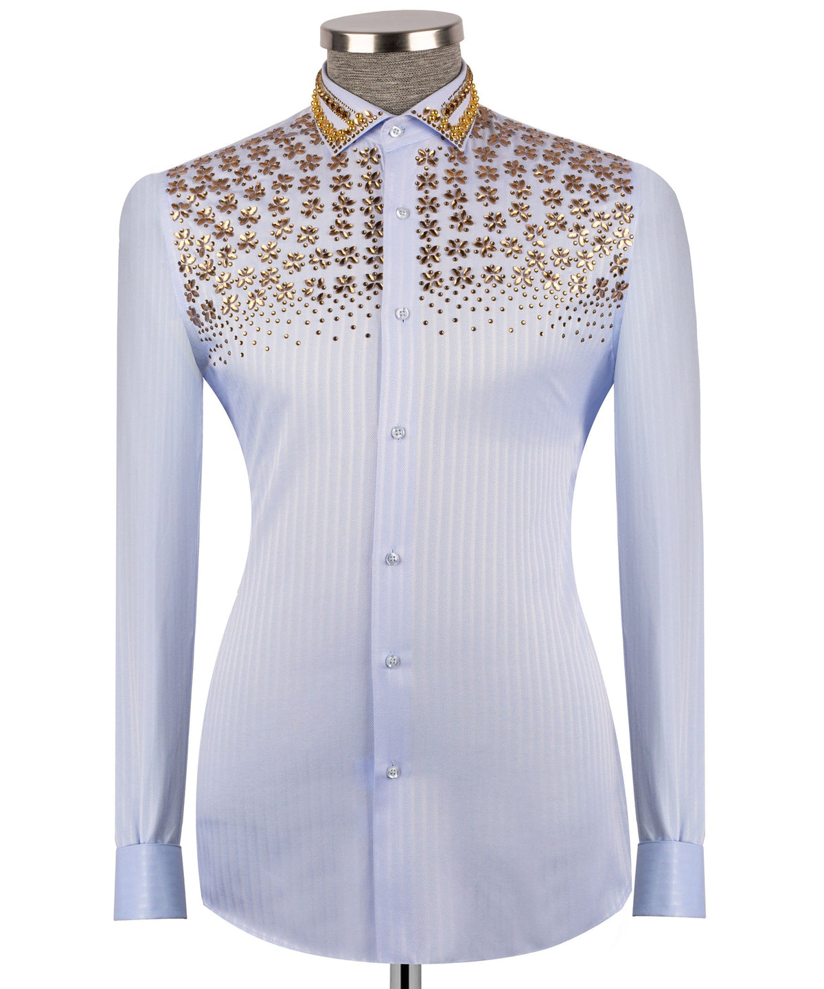 Silver Stone-Embellished Dress Shirt - Style 02