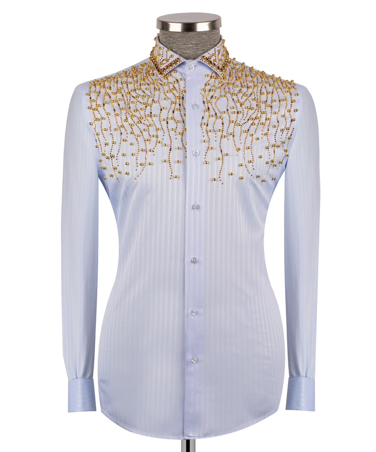 Silver Stone-Embellished Dress Shirt - Style 03