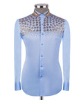 Blue Stone-Embellished Dress Shirt - Style 03