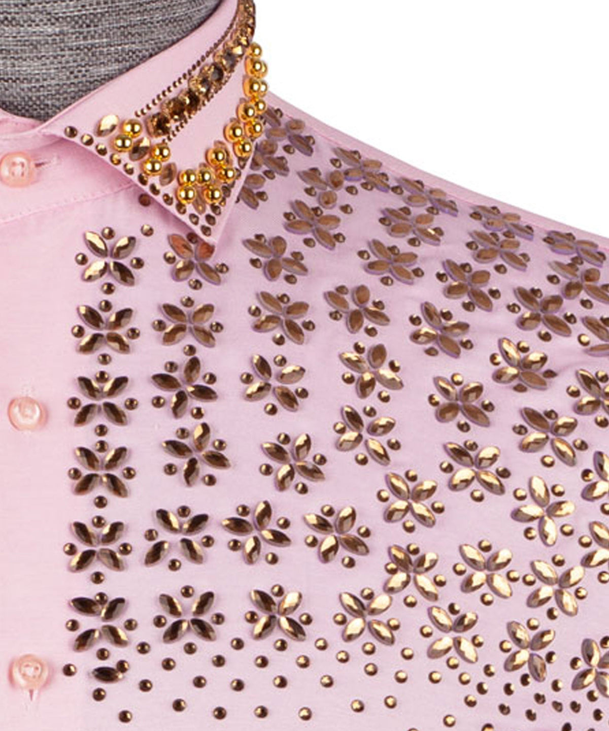 Pink Stone-Embellished Dress Shirt - Style 02