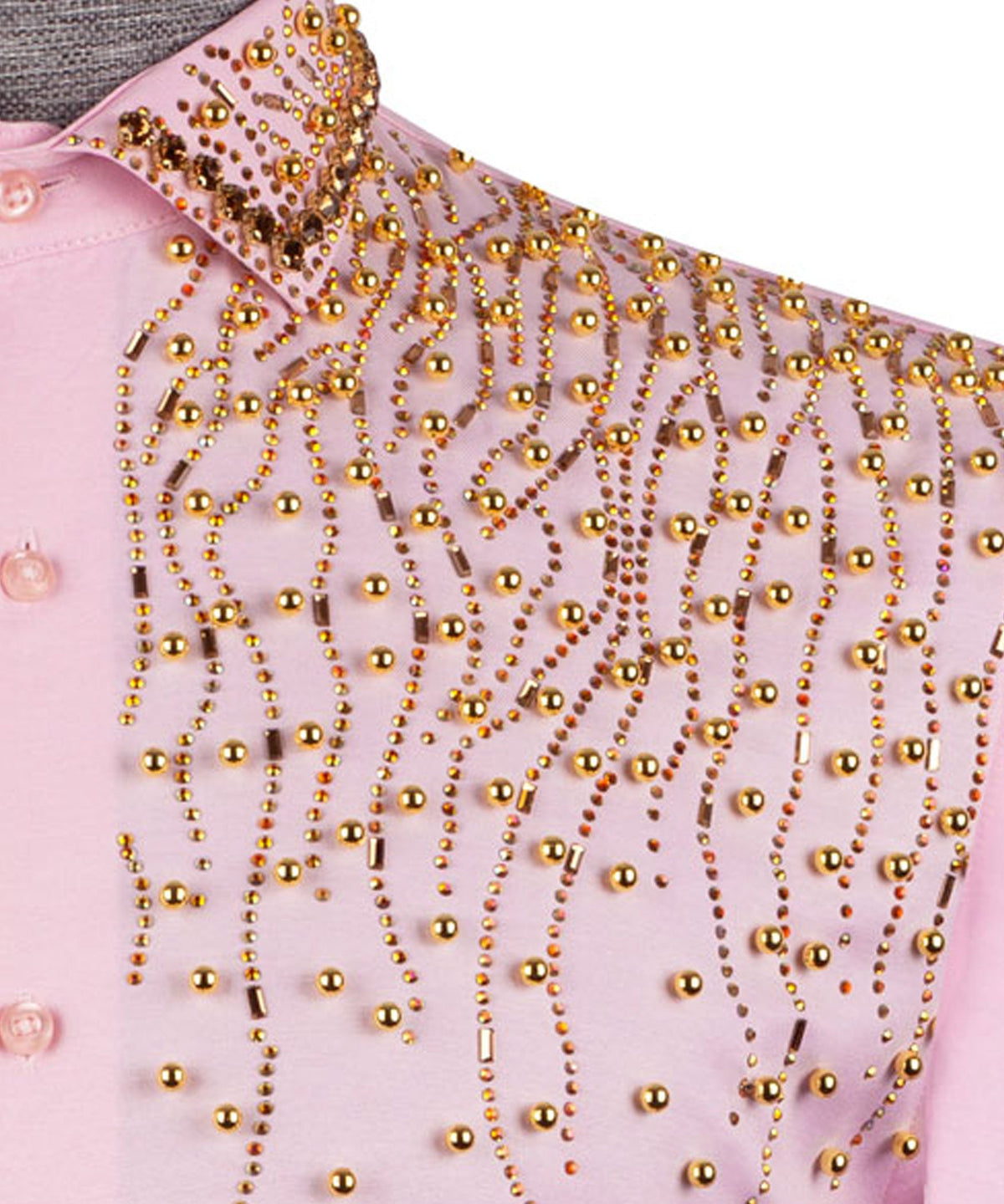 Pink Stone-Embellished Dress Shirt - Style 03