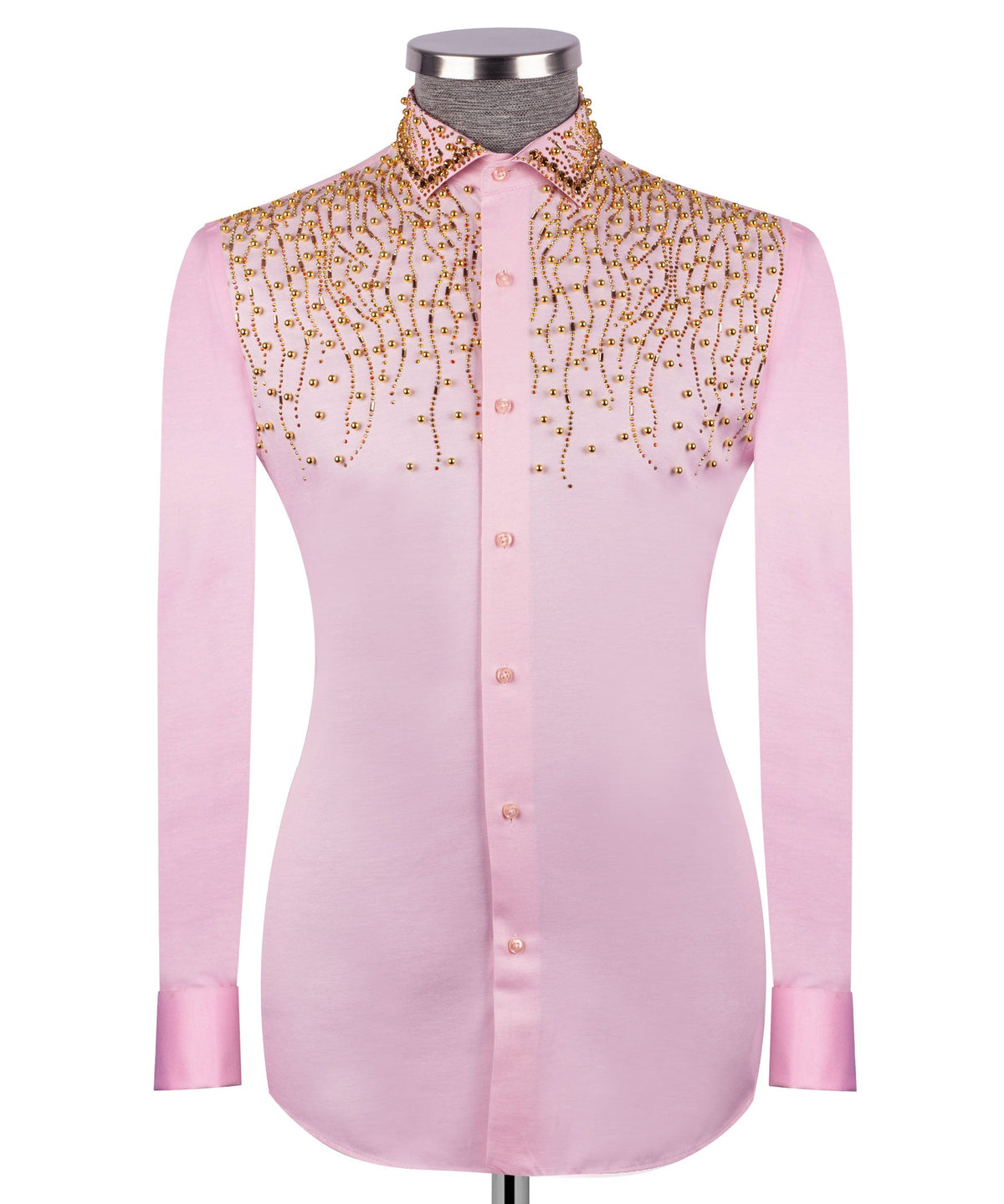 Pink Stone-Embellished Dress Shirt - Style 03