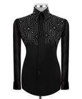 Black Stone-Embellished Dress Shirt - Style 08