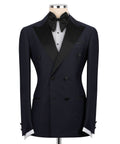 Black Satin-Lapel Navy Classic Tuxedo