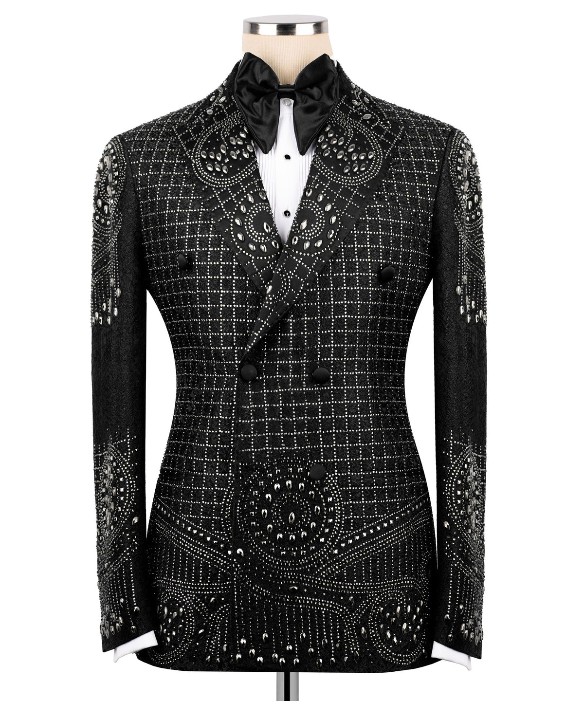 Black Embroidered Detail Tuxedo - Style 04