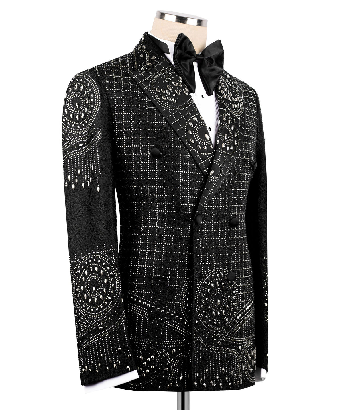 Black Embroidered Detail Tuxedo - Style 04
