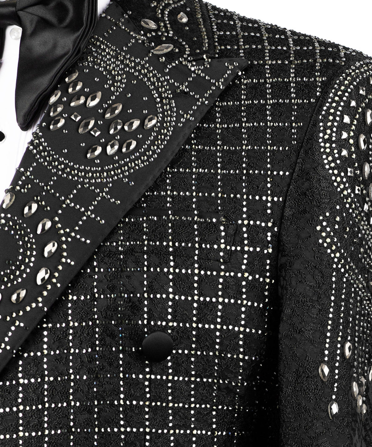 Black Embroidered Detail Tuxedo - Style 04