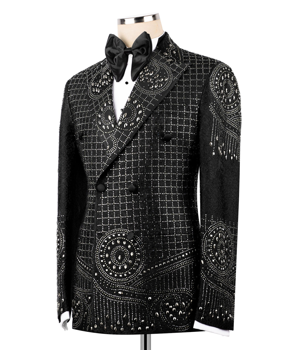 Black Embroidered Detail Tuxedo - Style 04