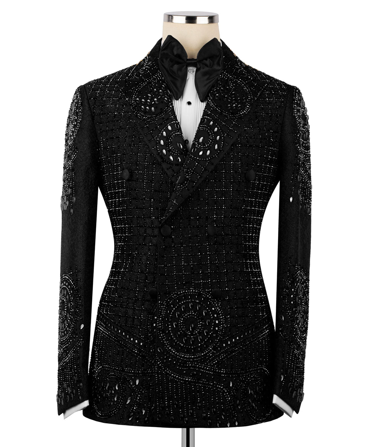 Black Embroidered Detail Tuxedo - Style 02